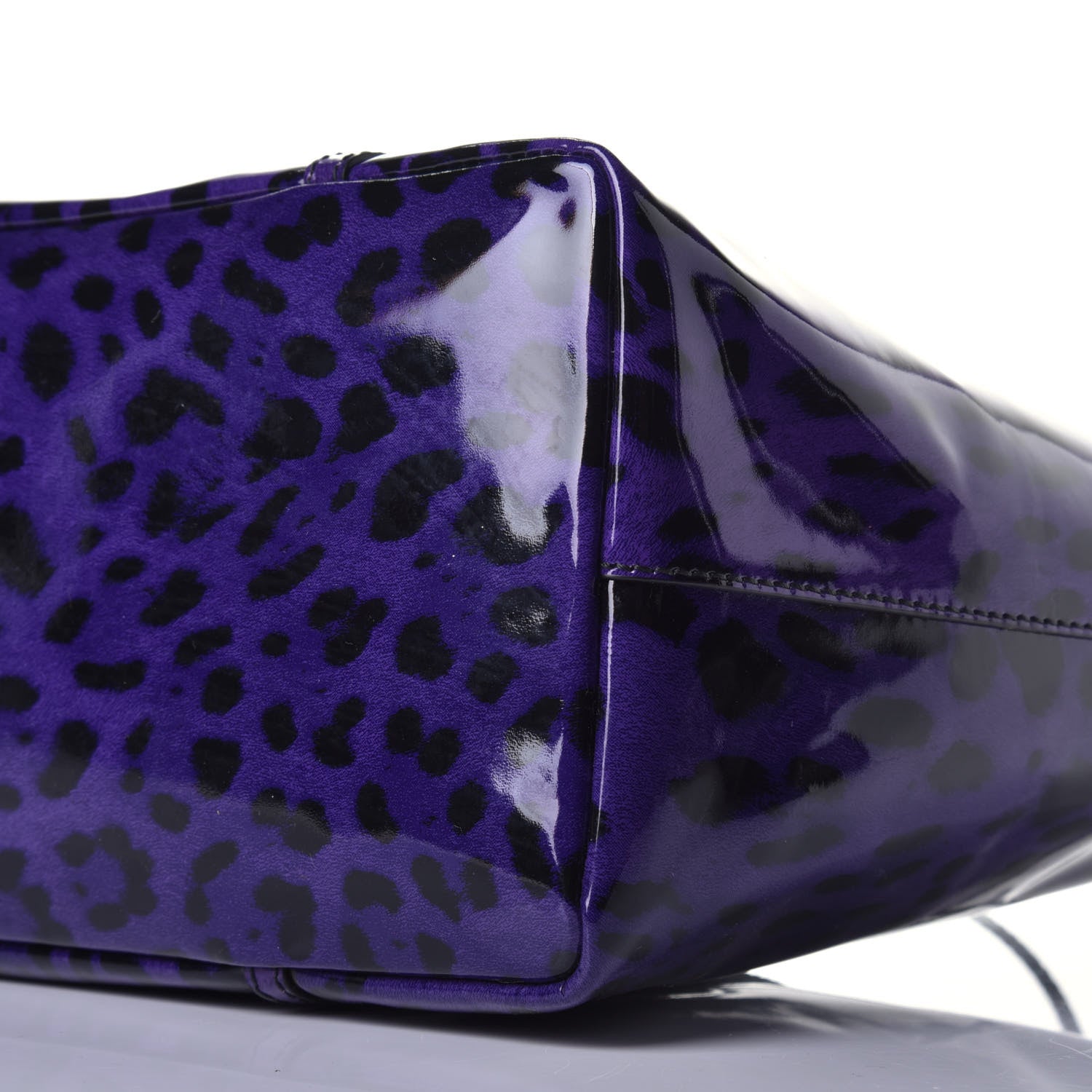 Dolce & Gabbana Patent Leopard Print Shopping Tote Purple Black 8 of 8