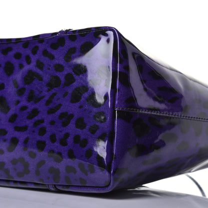 Dolce & Gabbana Patent Leopard Print Shopping Tote Purple Black 8 of 8
