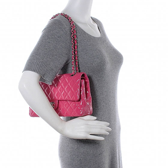 Chanel Patent Quilted Medium Double Flap Pink 2 of 9