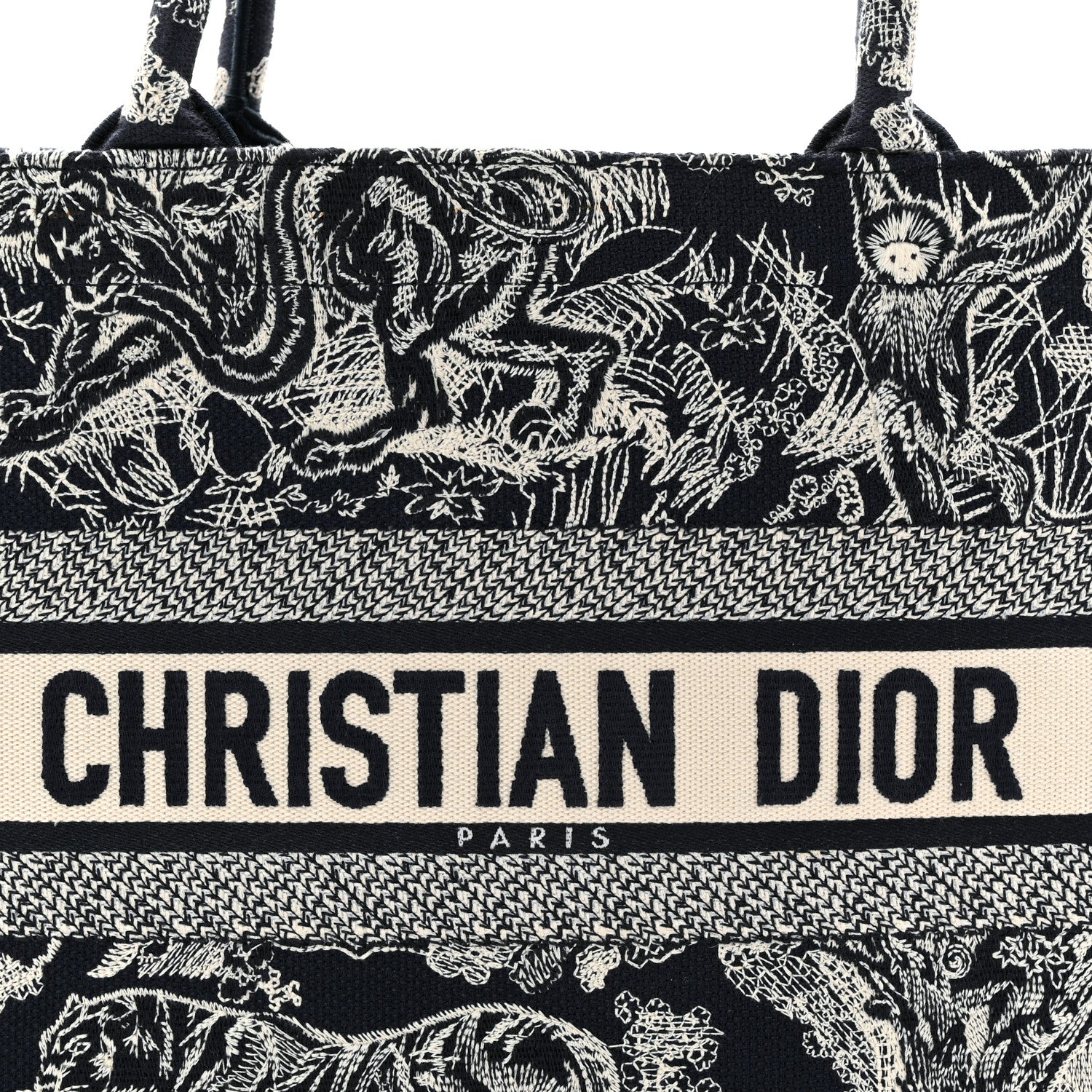Christian Dior Canvas Embroidered Medium Dioriviera Toile De Jouy Book Tote Blue 8 of 11