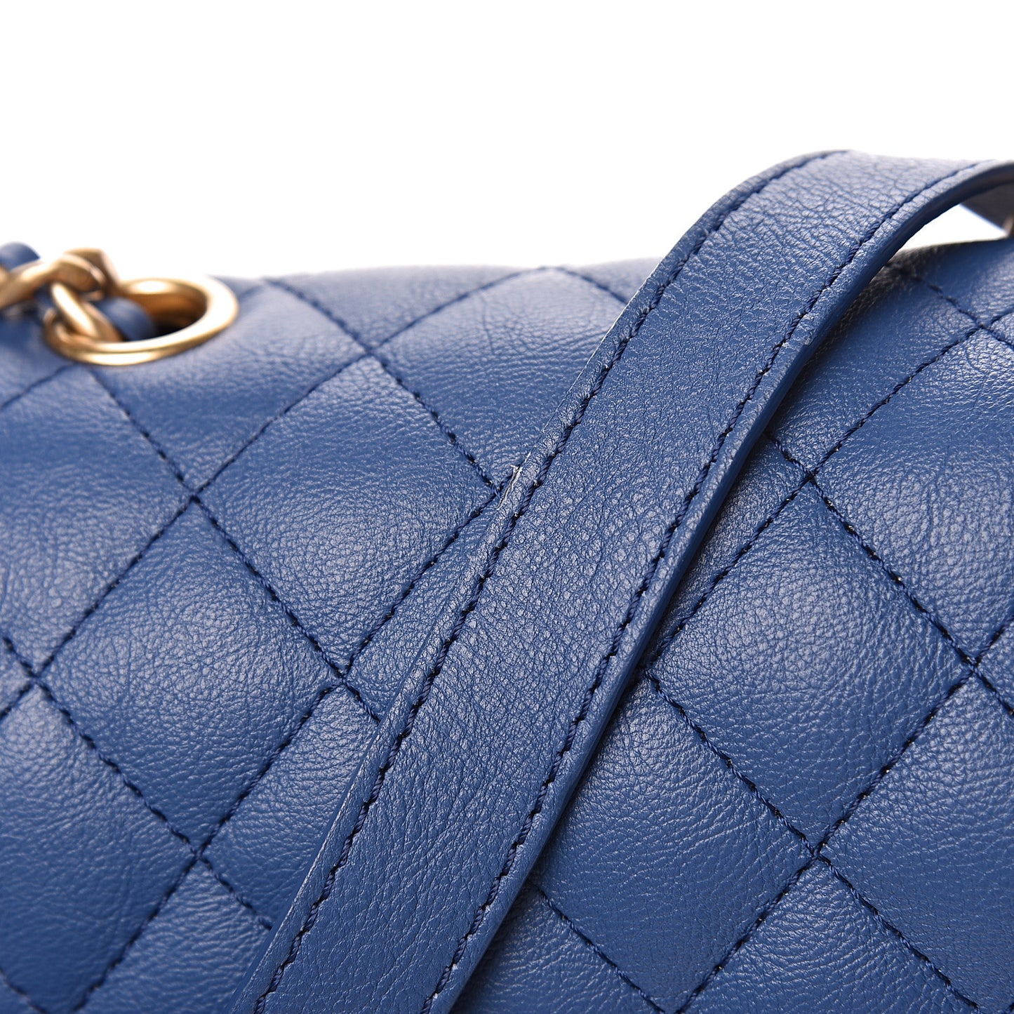 Calfskin Quilted Small Messenger Flap Blue