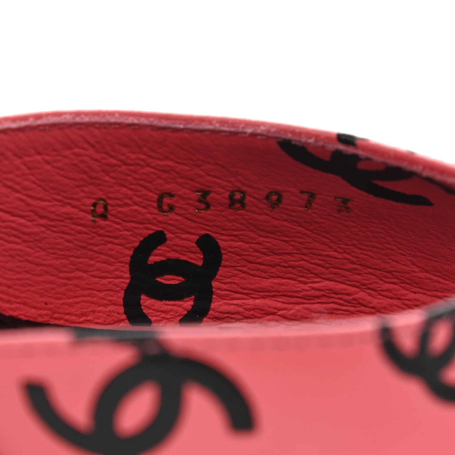 Chanel Lambskin Printed CC Sandals 39 Pink Black 8 of 9