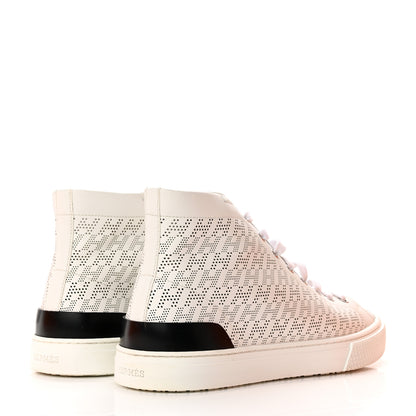 Hermes Perforated Calfskin Mens Clap High Top Sneakers 40 White 4 of 16