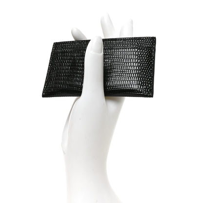 Chanel Calfskin Lizard Embossed Card Holder Black 2 of 8
