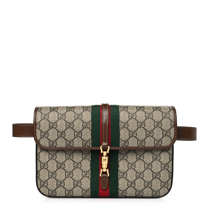 Gucci GG Supreme Monogram Azalea Calfskin Web Jackie 1961 Belt Bag 80 32 Beige Ebony Brown Sugar 1 of 10