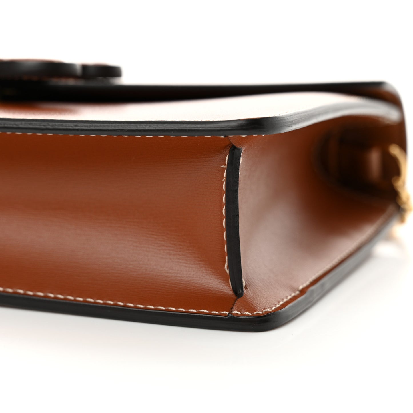 Shiny Calfskin Triomphe Margo Wallet on Chain Gold