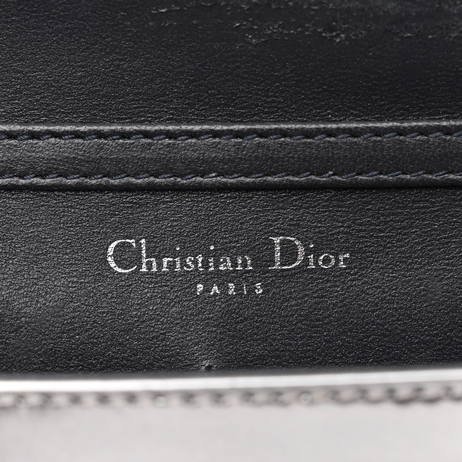 Christian Dior Metallic Patent Micro-Cannage Diorama Wallet on Chain Pouch Silver 6 of 10