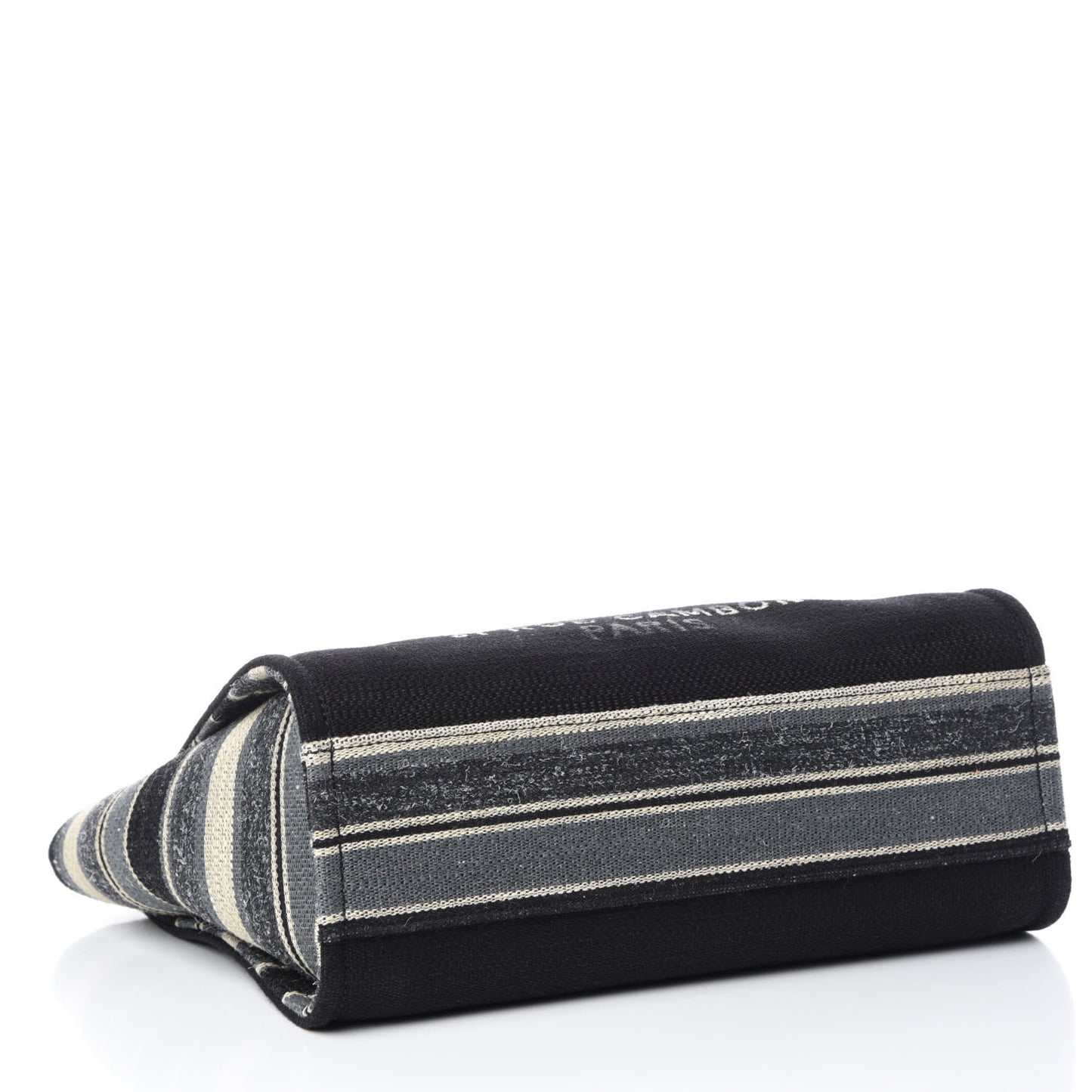 Striped Canvas Small Deauville Tote Grey Black