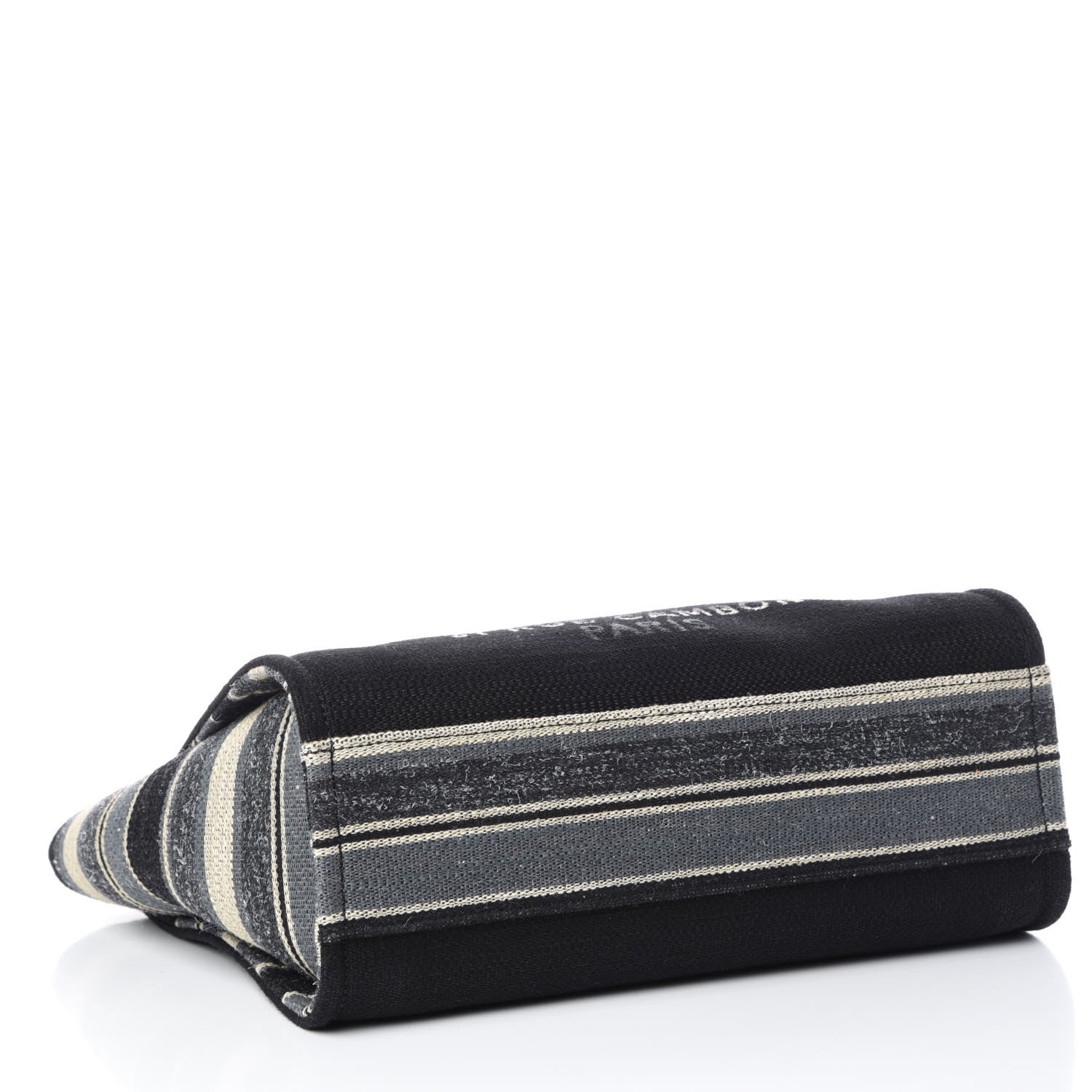 Chanel Striped Canvas Small Deauville Tote Grey Black 4 of 10