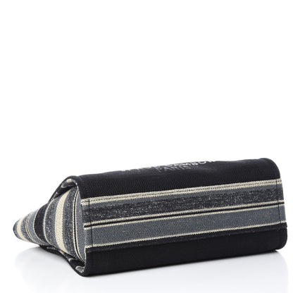 Chanel Striped Canvas Small Deauville Tote Grey Black 4 of 10
