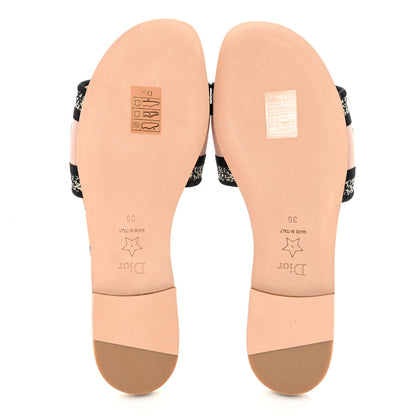 Christian Dior Canvas Jardin d’Hiver Embroidered Dway Flat Slide Sandals 36.5 White Multicolor 5 of 9
