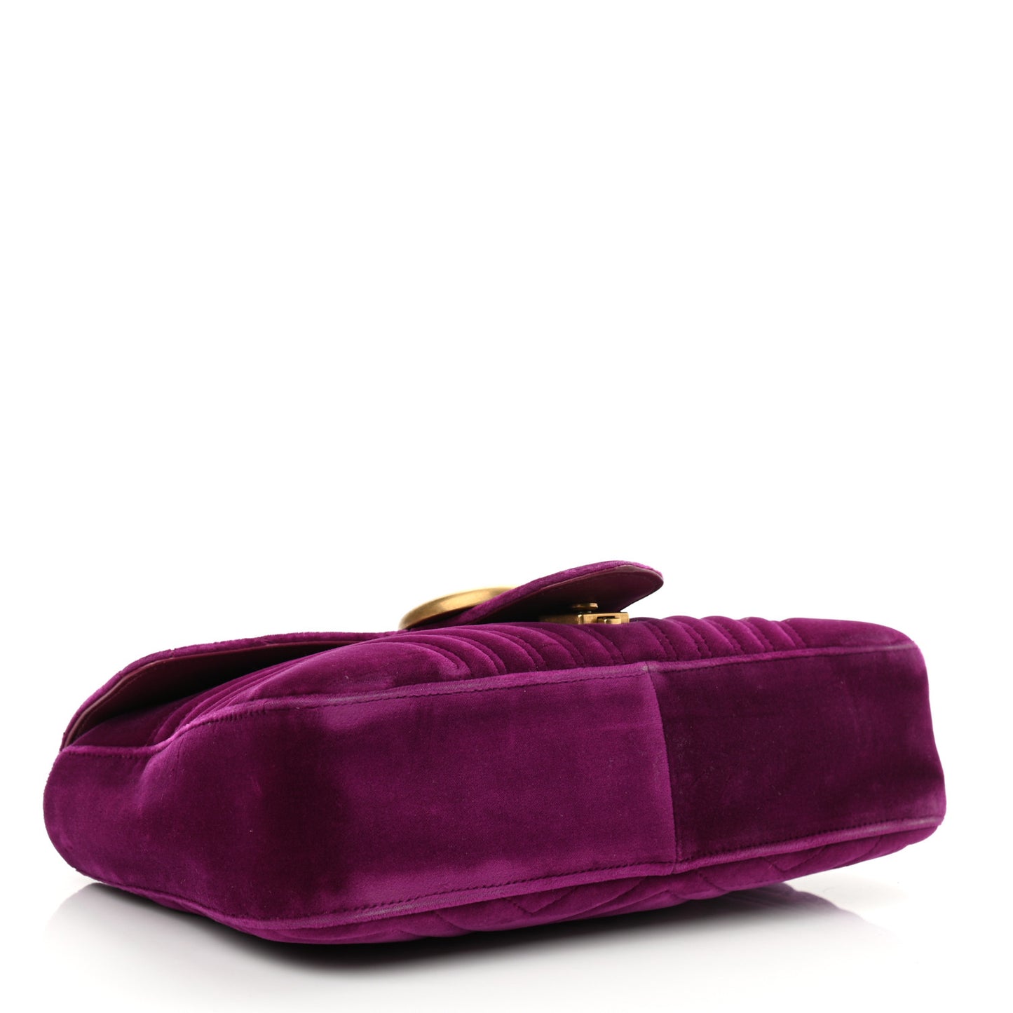 Velvet Matelasse Medium GG Marmont Shoulder Bag Fuchsia Violet Cyclamen