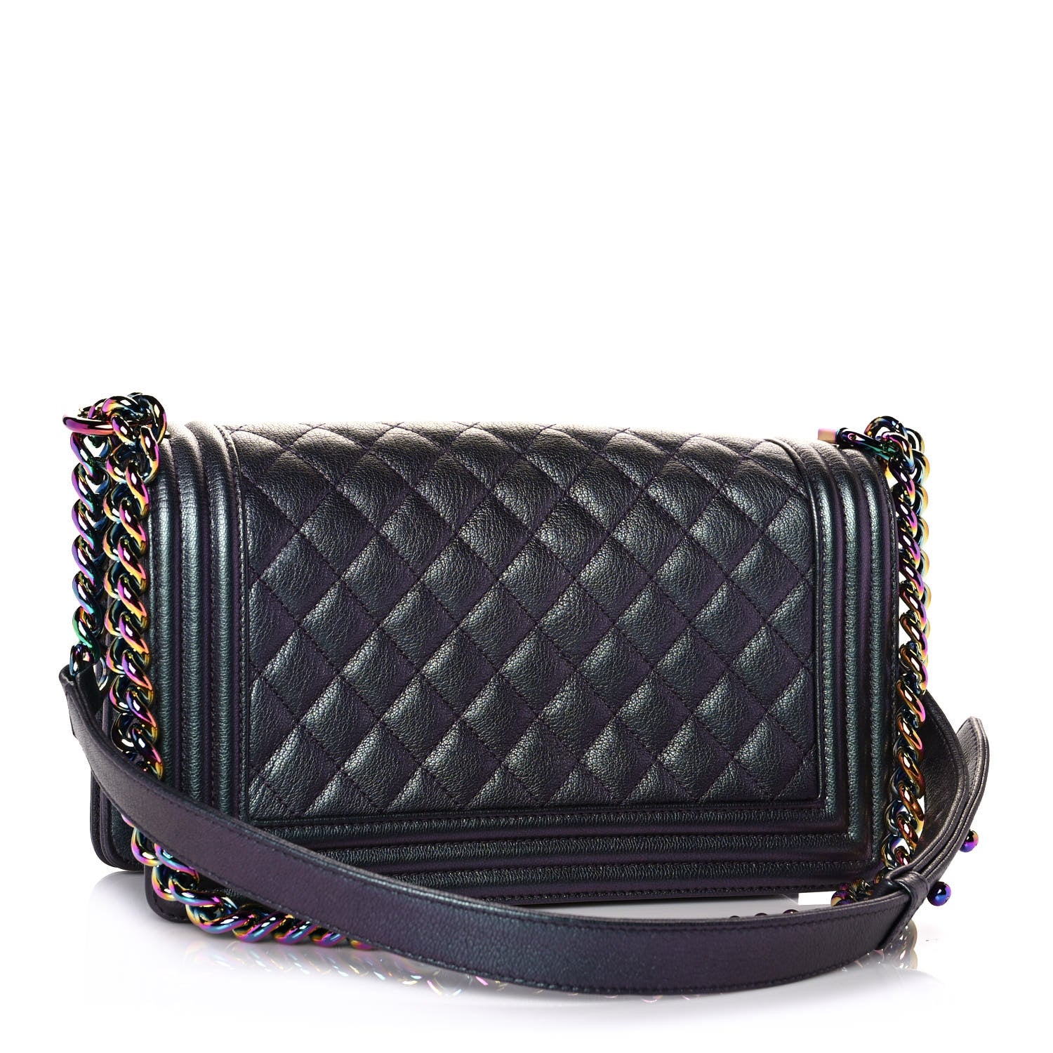 Chanel Iridescent Goatskin Quilted Medium Boy Flap Purple 3 of 10