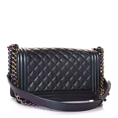 Chanel Iridescent Goatskin Quilted Medium Boy Flap Purple 3 of 10