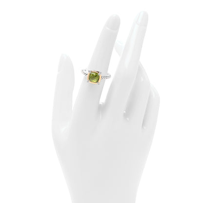 David Yurman Sterling Silver 18K Yellow Gold Diamond Peridot 7mm Chatelaine Bezel Ring 53 6.25 2 of 4