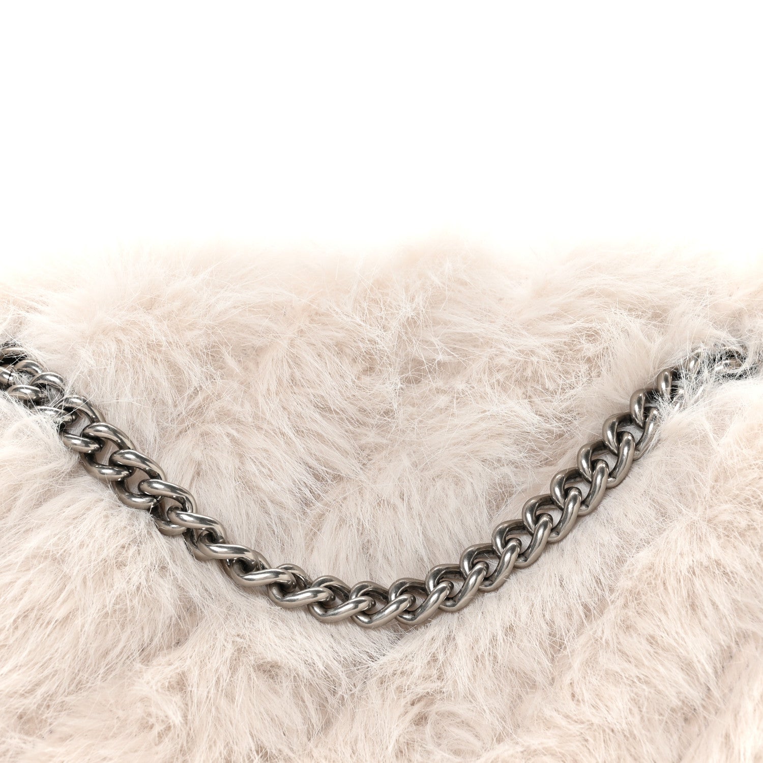 Balenciaga Faux Fur Medium Crush Chain Bag White 8 of 10
