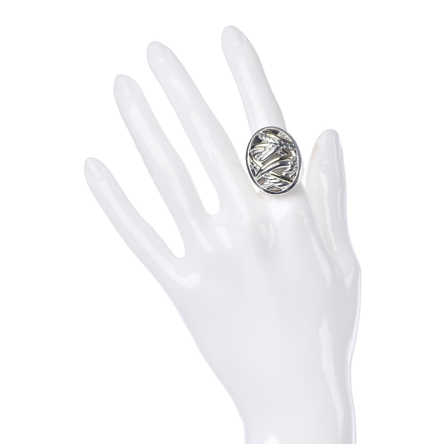 Sterling Silver 18K Yellow Gold Papyrus Ring 52 6