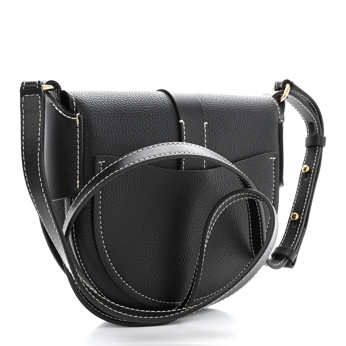 Grained Calfskin Small Darryl Saddle Crossbody Bag Black