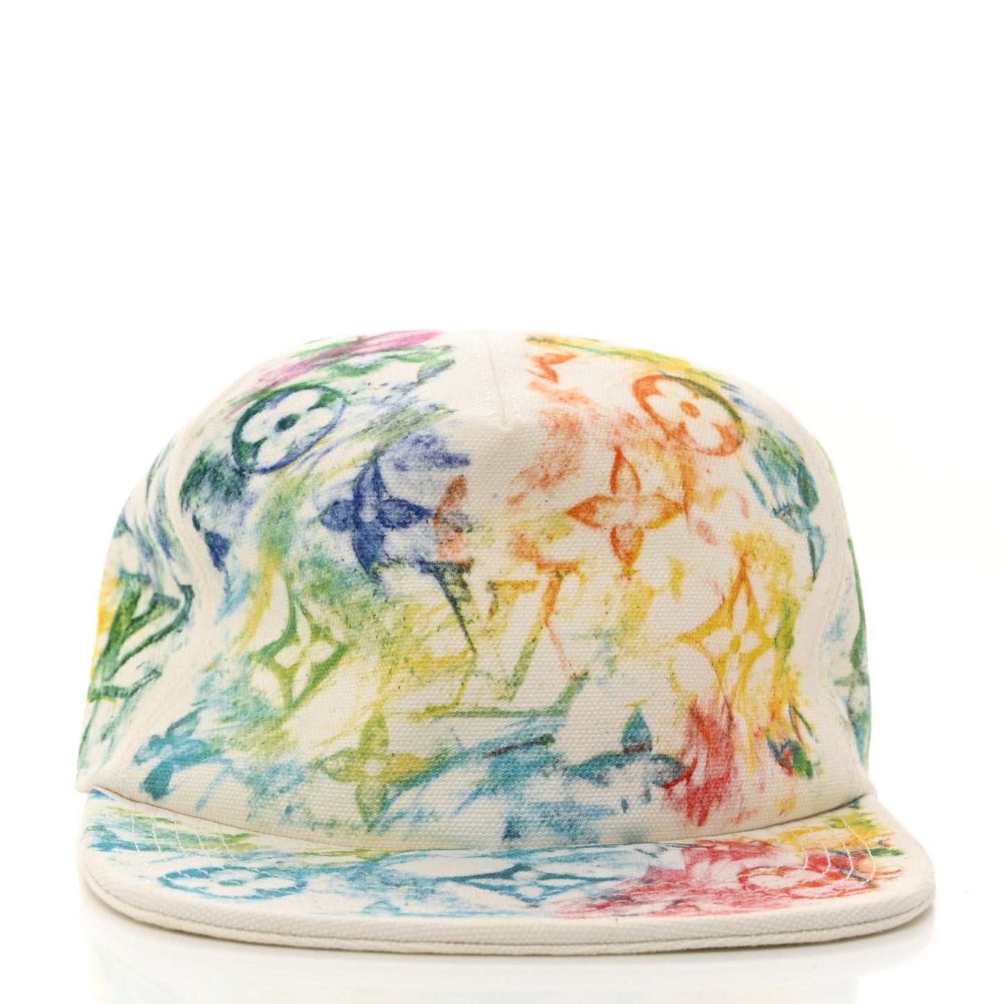 Cotton Monogram Watercolor Cap 60 White Multicolor