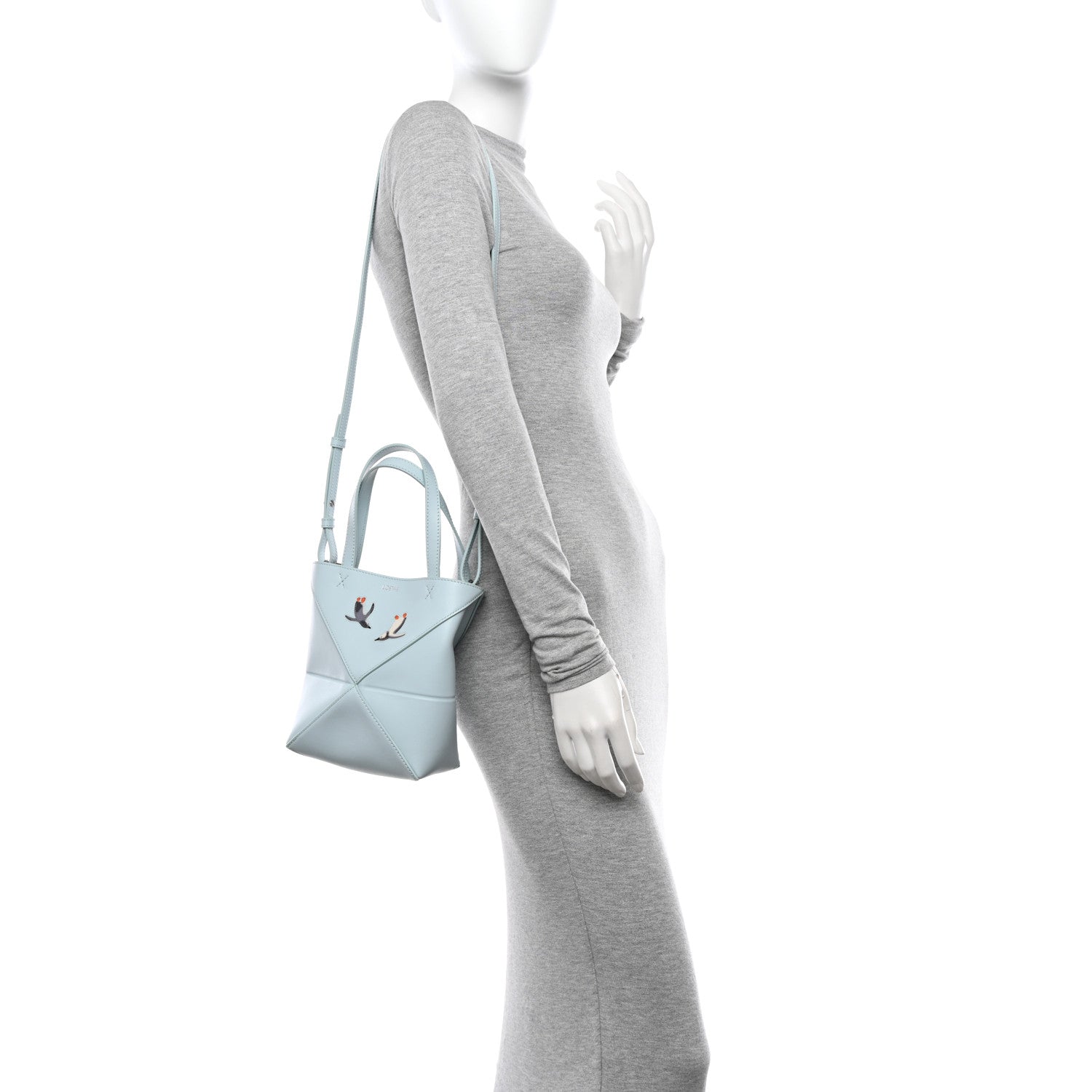 Loewe X SUNA FUJITA Shiny Calfskin Penguin Mini Puzzle Fold Tote