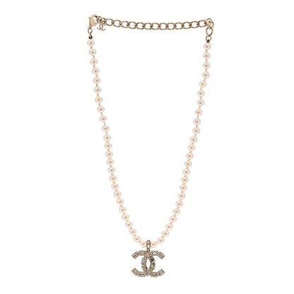 Chanel Pearl Crystal Baguette CC Short Necklace Gold 3 of 6