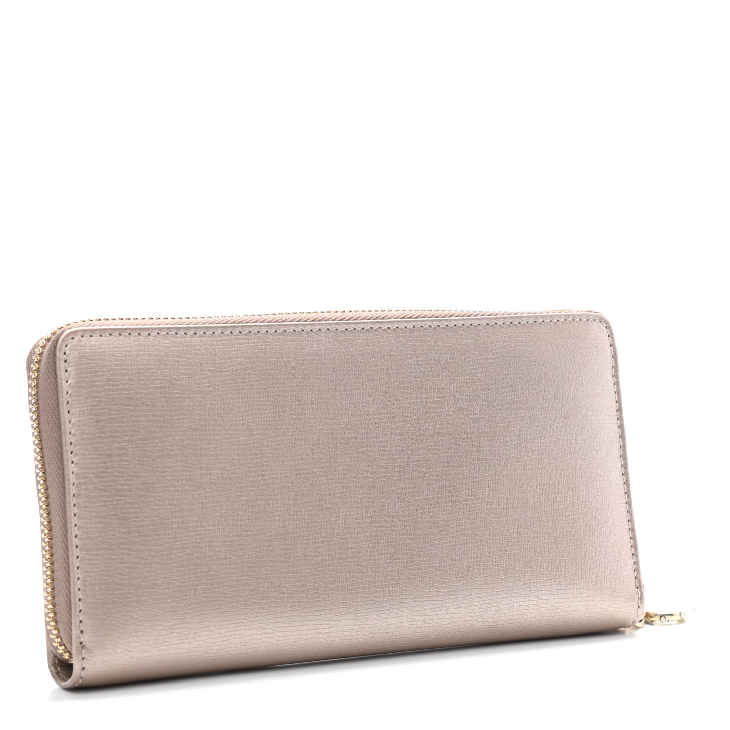 Metallic Shangai Calfskin Lovely Zip Around Wallet Dark Shell