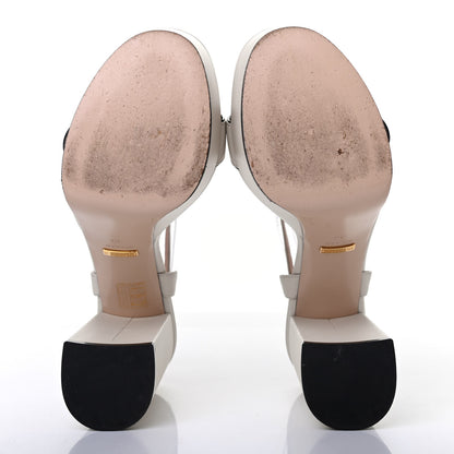 Gucci Calfskin GG Marmont Ankle Wrap 30/115mm Platform Sandals 39 Mystic White 4 of 4