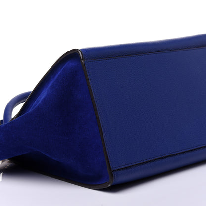 Celine Drummed Calfskin Suede Small Trapeze Indigo 7 of 10