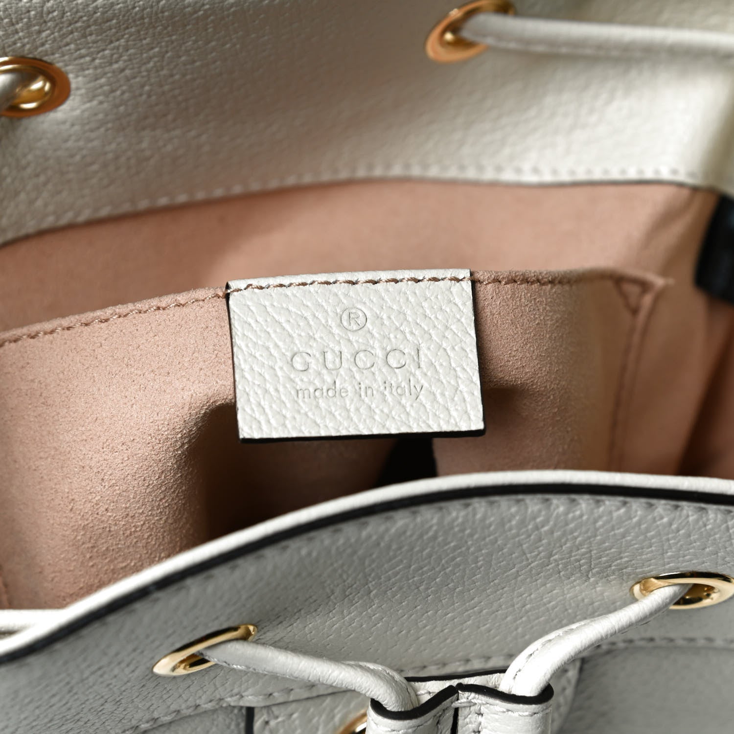 Gucci Glazed Textured Calfskin Web Small Ophidia Bucket Bag Mystic White 6 of 11