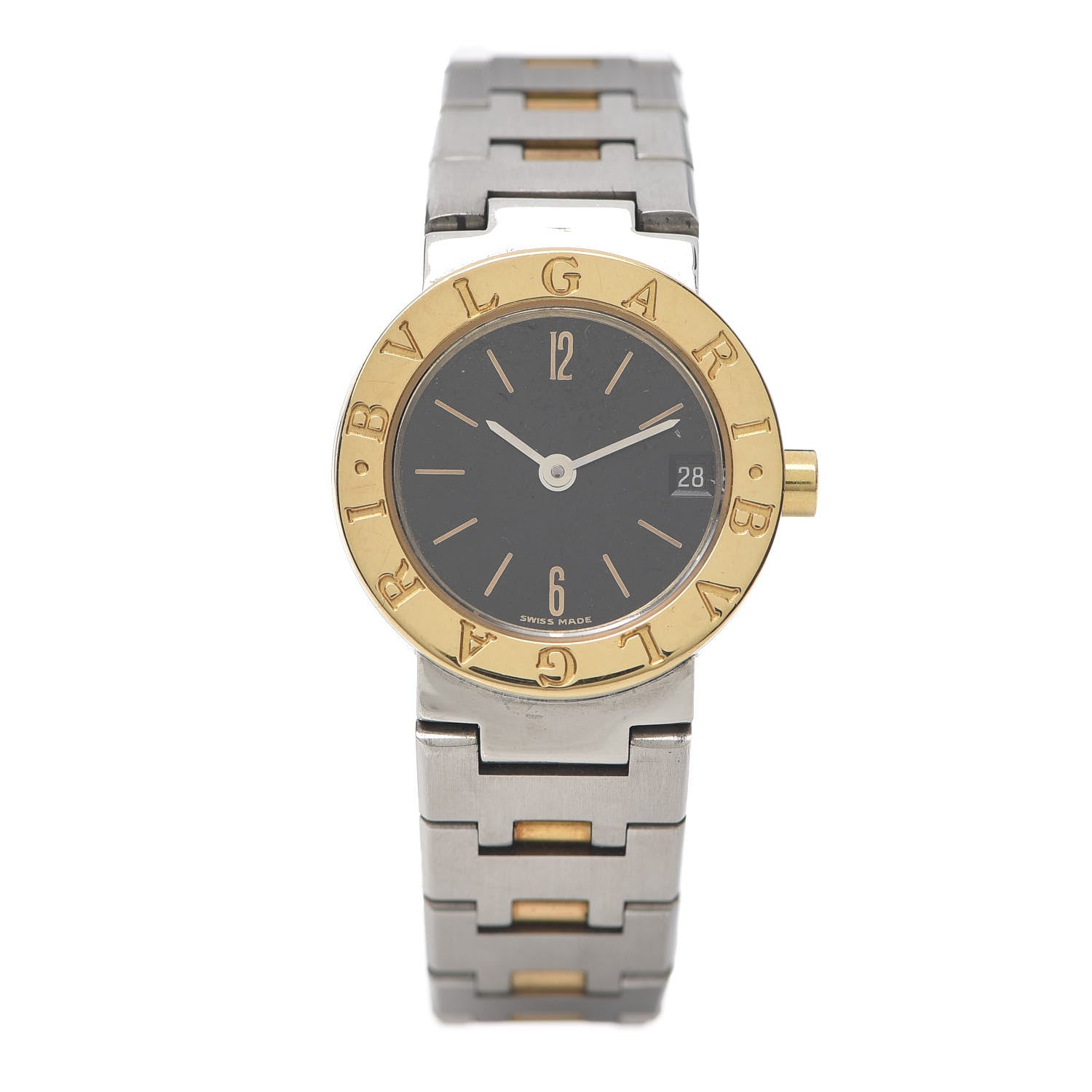 Bulgari Stainless Steel 18K Yellow Gold 23mm Quartz Watch Black 1 of 7