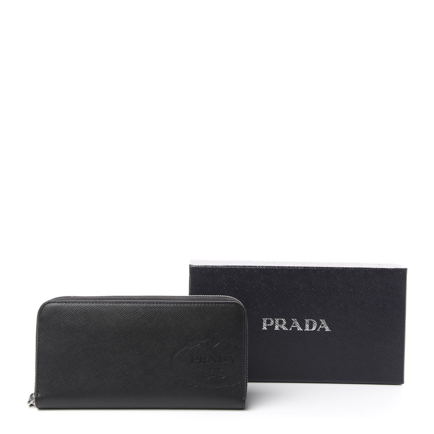 Saffiano Logo Zip Around Wallet Black