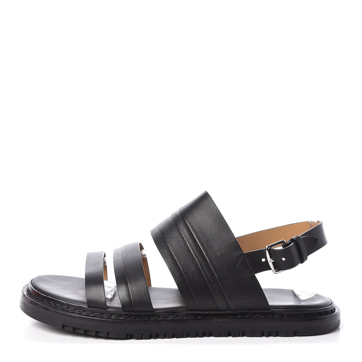Hermes Calfskin Mens Buckle Sandals 43 Black 1 of 10