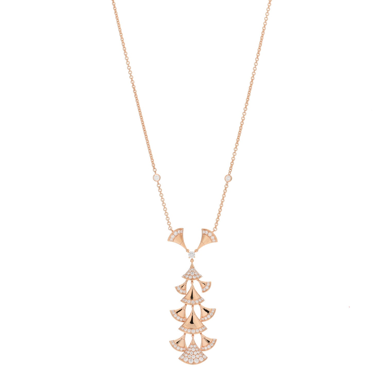 Bulgari 18K Rose Gold Diamond Diva's Dream Pendant Necklace 1 of 3