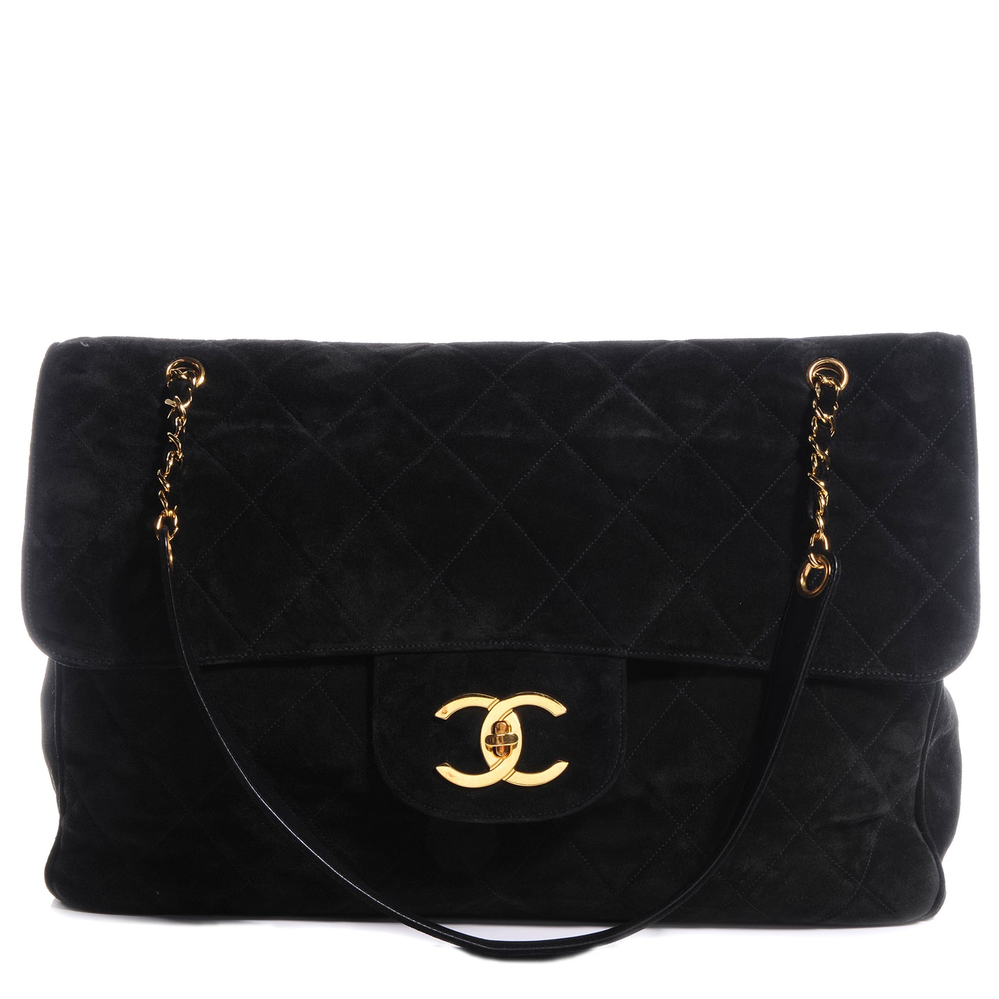 Suede Quilted XL Weekender Bag Black