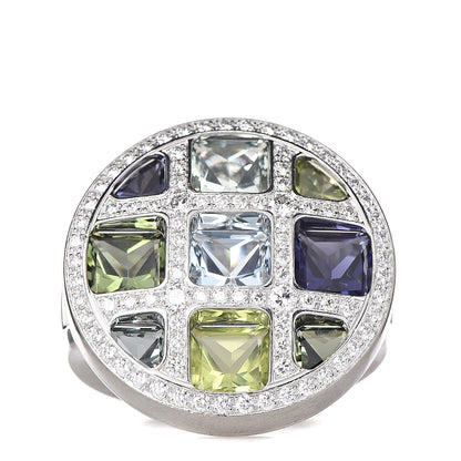 Cartier 18K White Gold Diamond Aquamarine Iolite Tourmaline Peridot Pasha de Ring 54 6.75 4 of 8