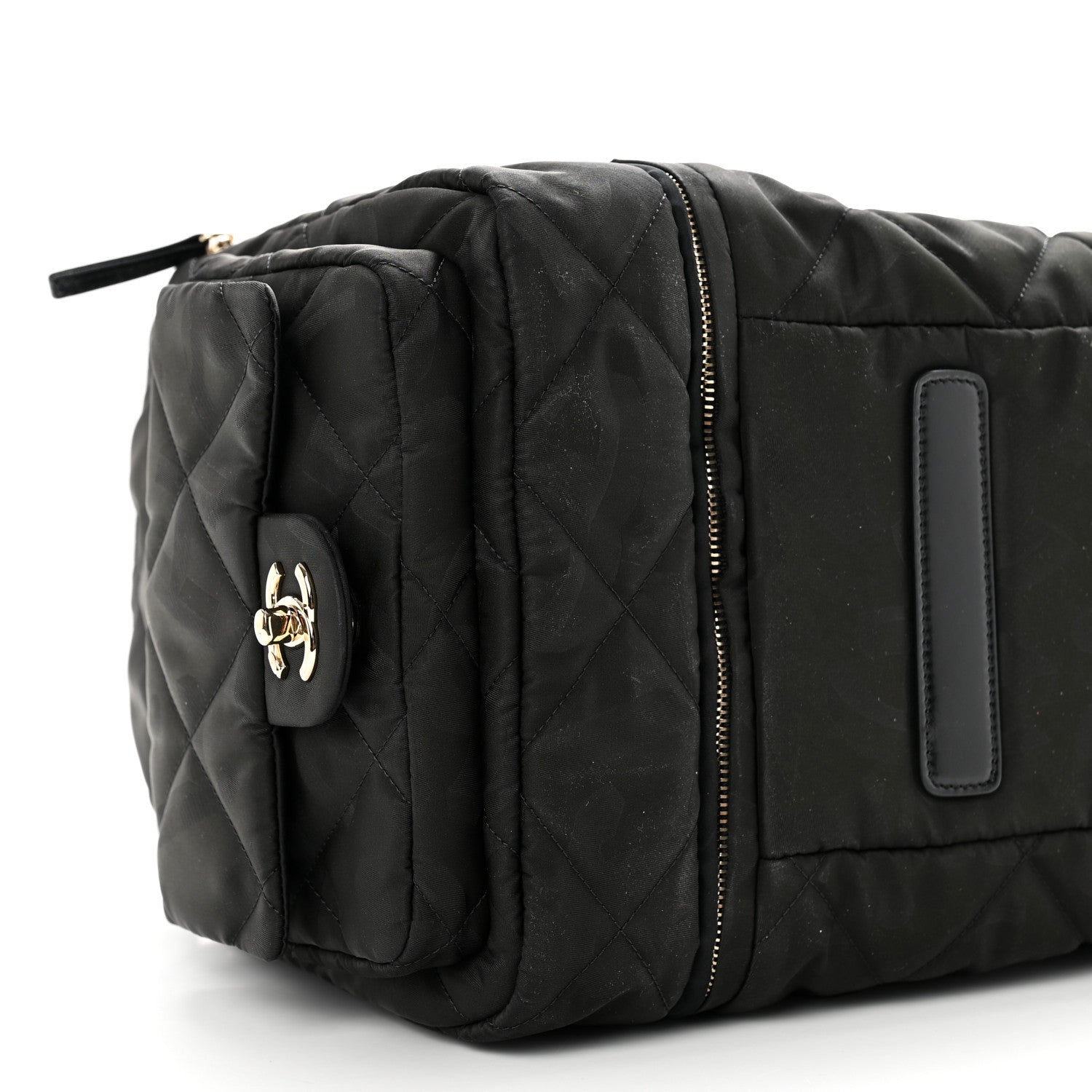 Chanel Nylon Calfskin Quilted Coco Neige Printed Convertible Duffle Backpack Black 9 of 9