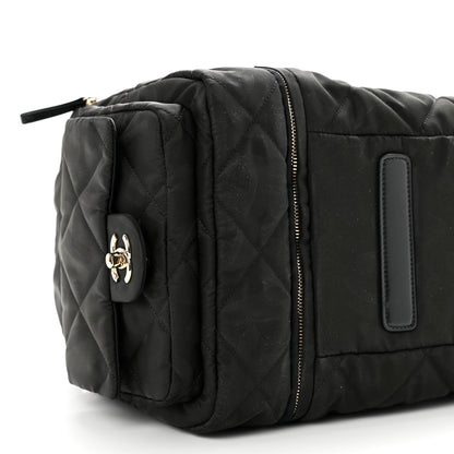 Chanel Nylon Calfskin Quilted Coco Neige Printed Convertible Duffle Backpack Black 9 of 9