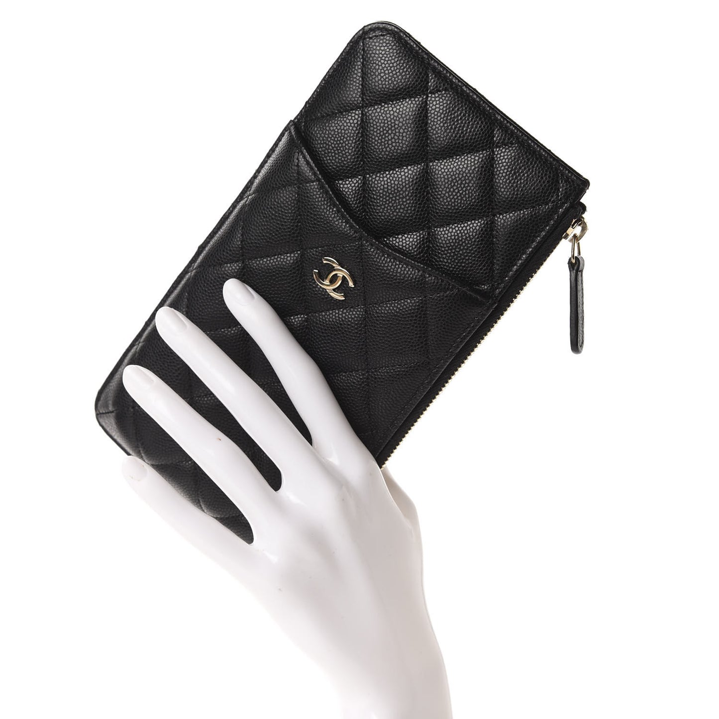 Caviar Quilted Classic Flat Wallet Pouch Black