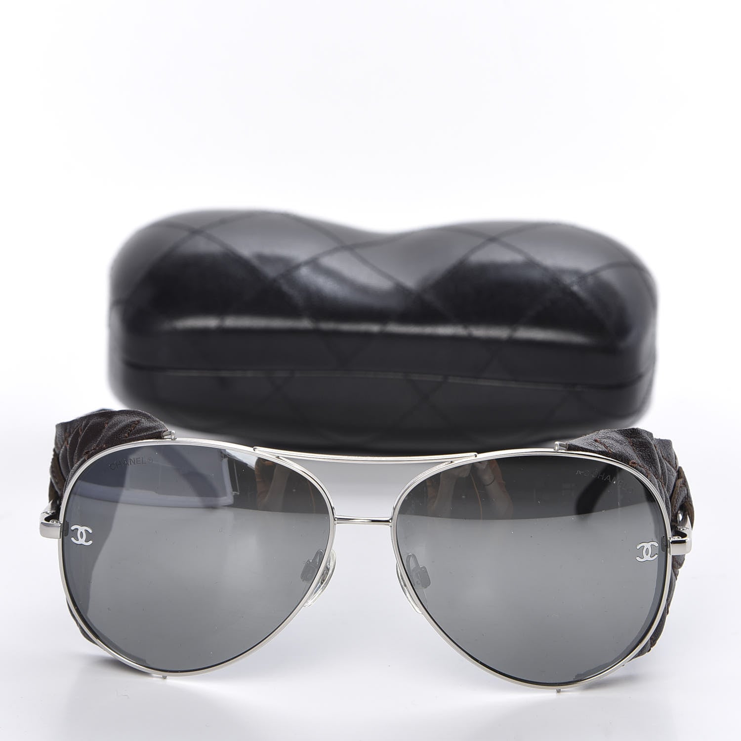 Chanel Titanium Lambskin CC Pilot Sunglasses Brown 8 of 8