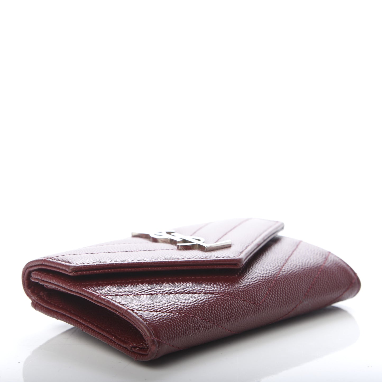 Grain De Poudre Matelasse Chevron Small Monogram Envelope Wallet Palissandre