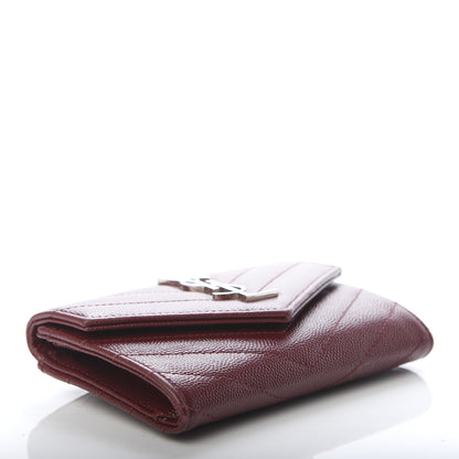 Saint Laurent Grain De Poudre Matelasse Chevron Small Monogram Envelope Wallet Palissandre 4 of 6