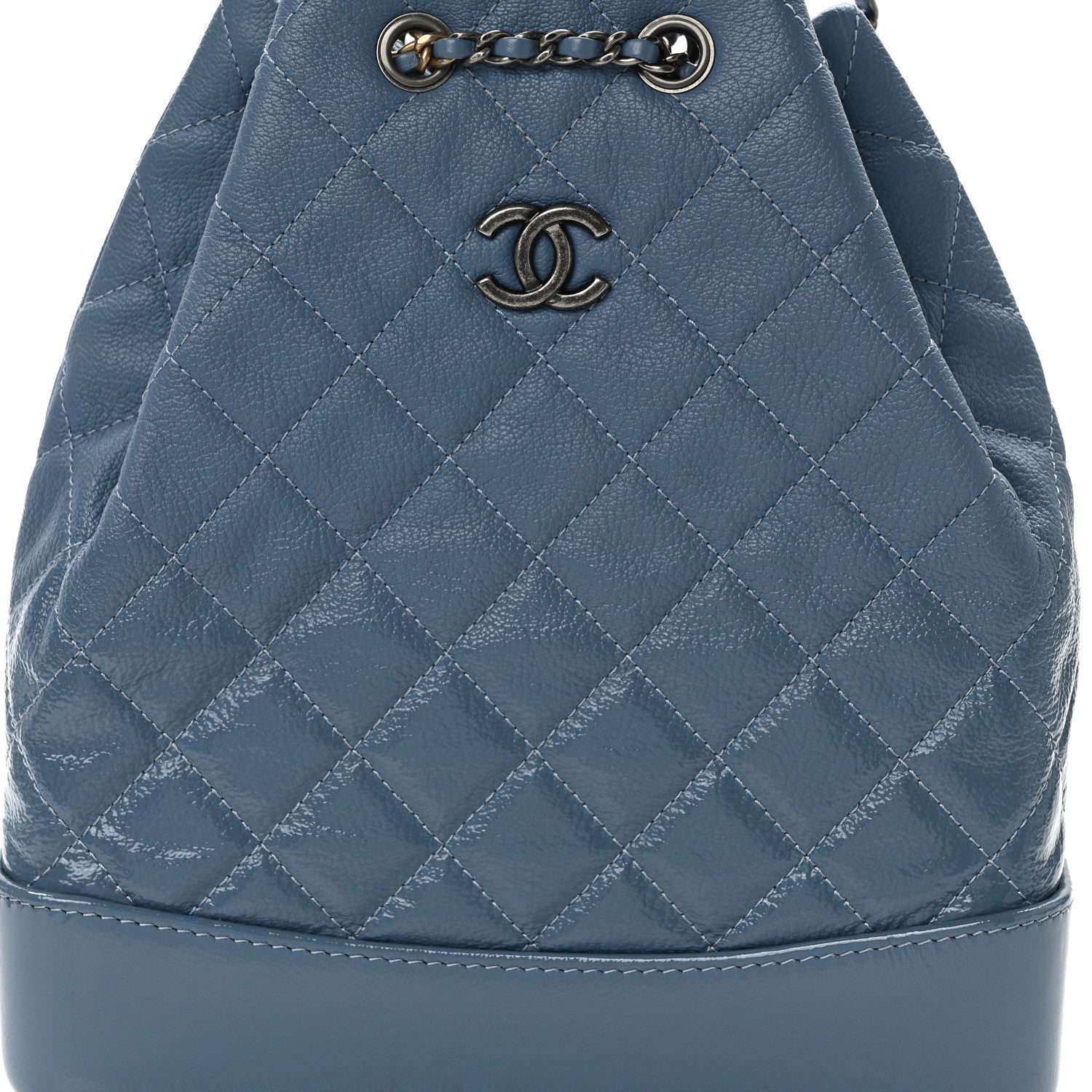 Chanel Patent Goatskin Quilted Gabrielle Backpack Blue 8 of 11