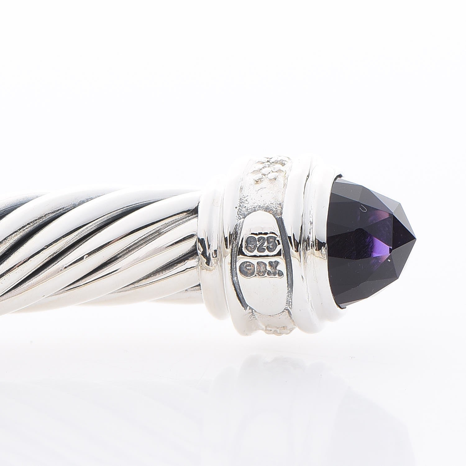 David Yurman Sterling Silver Diamond Amethyst 7mm Cable Classics Bracelet 5 of 5