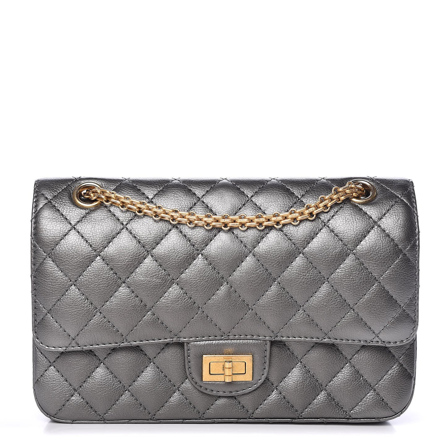 Metallic Calfskin Quilted 2.55 Reissue 225 Flap Charcoal
