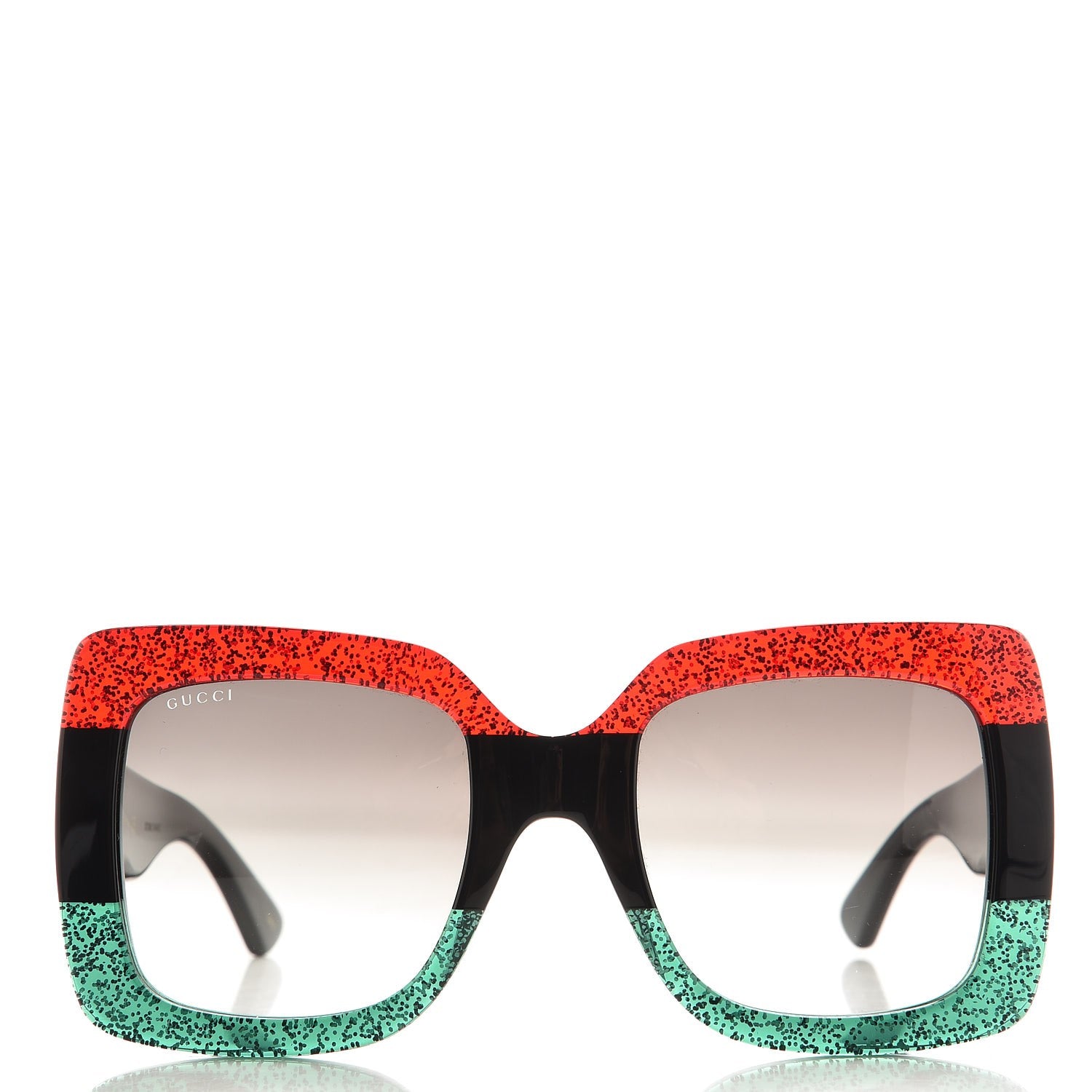 Gucci Square Frame GG0083S Sunglasses Glitter Red Black Green 2 of 7