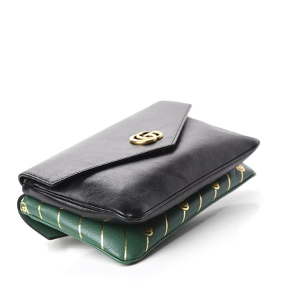 Gucci Calfskin Diagonal GG Medium Thiara Double Envelope Shoulder Bag Emerald Green Black 4 of 11