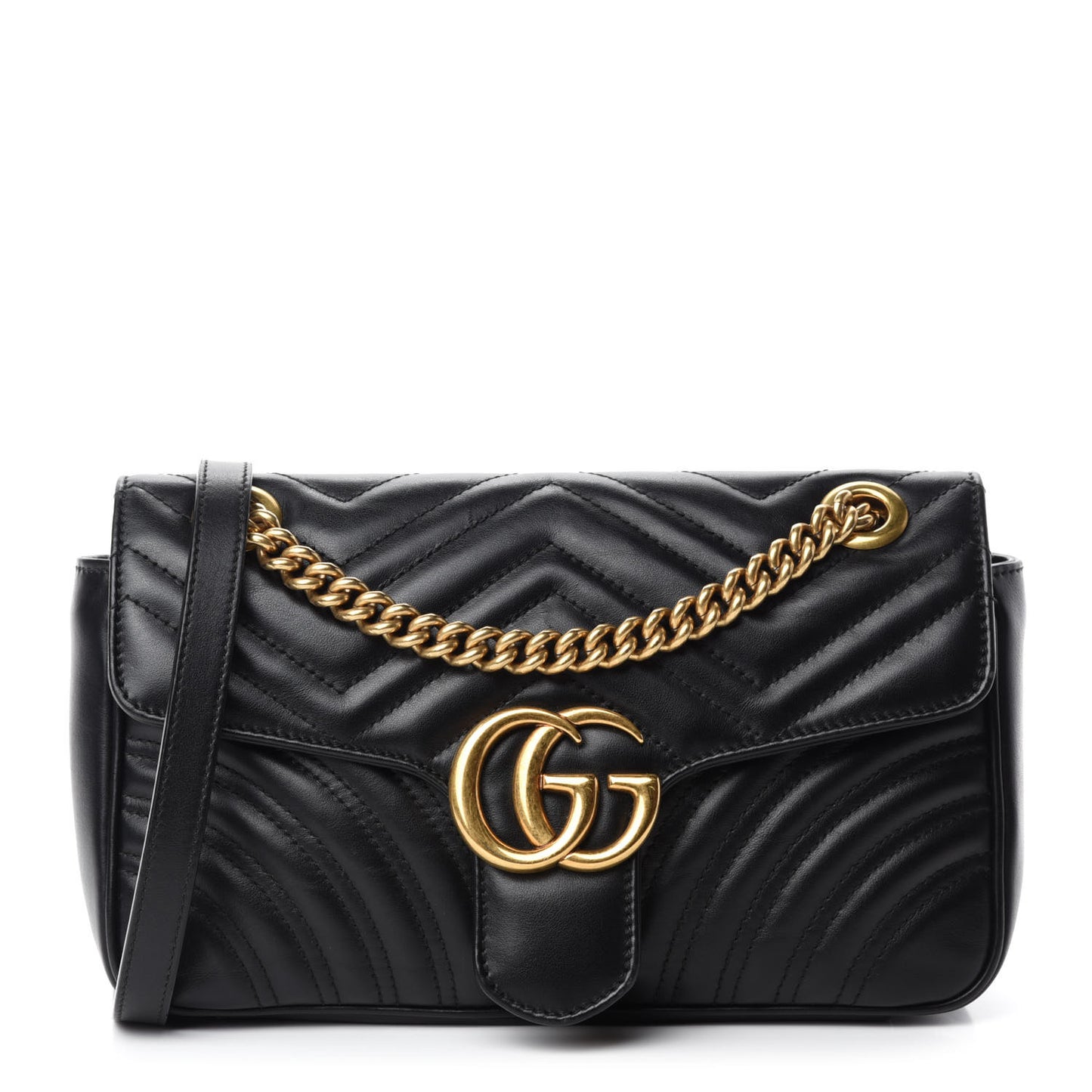 Calfskin Matelasse Small GG Marmont Shoulder Bag Black