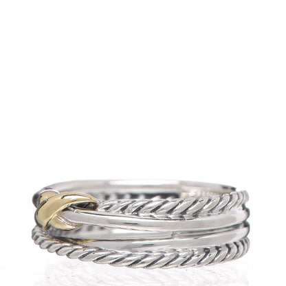 David Yurman Sterling Silver 18K Yellow Gold 6mm X Crossover Ring 54 7 3 of 5
