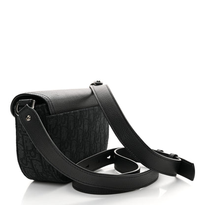 Christian Dior Oblique Jacquard Grained Calfskin Mini Saddle Messenger Bag With Flap Black 3 of 13