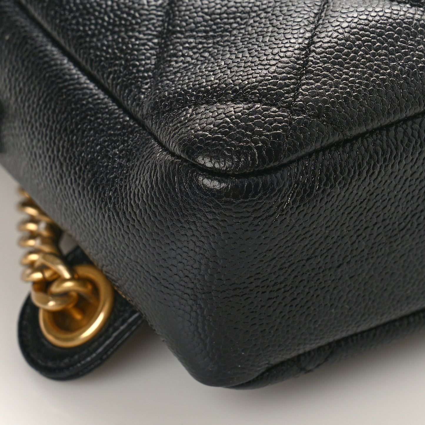 Shiny Caviar Quilted Chain Melody Backpack Black